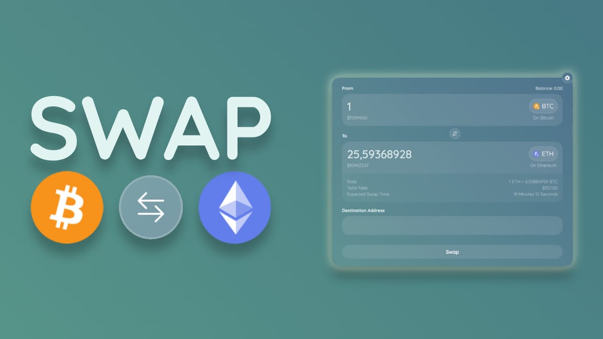 Trade Bitcoin to Ethereum using Ctrl Wallet